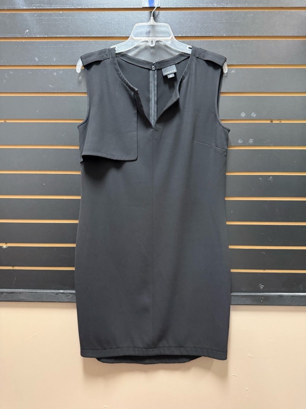 Trouve Black Sleeveless Sheath Dress Zip Back Minimalist S